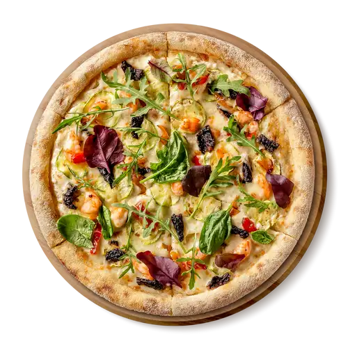Пицца с креветками, цукини и вялеными томатами Fresh
